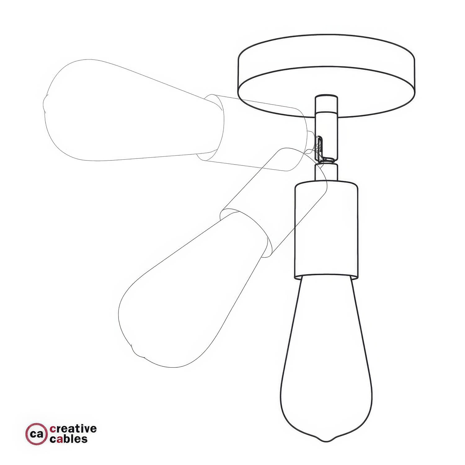 Fermaluce Metallo 90°, punto luce orientabile da parete o soffitto - Nero perla