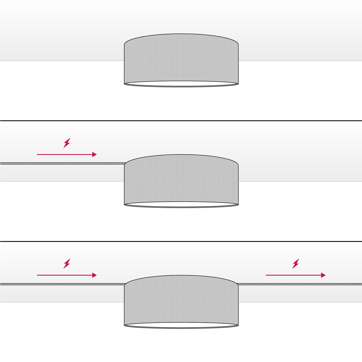 Plafoniera in tessuto Medium Camelot grigio - Made in Italy
