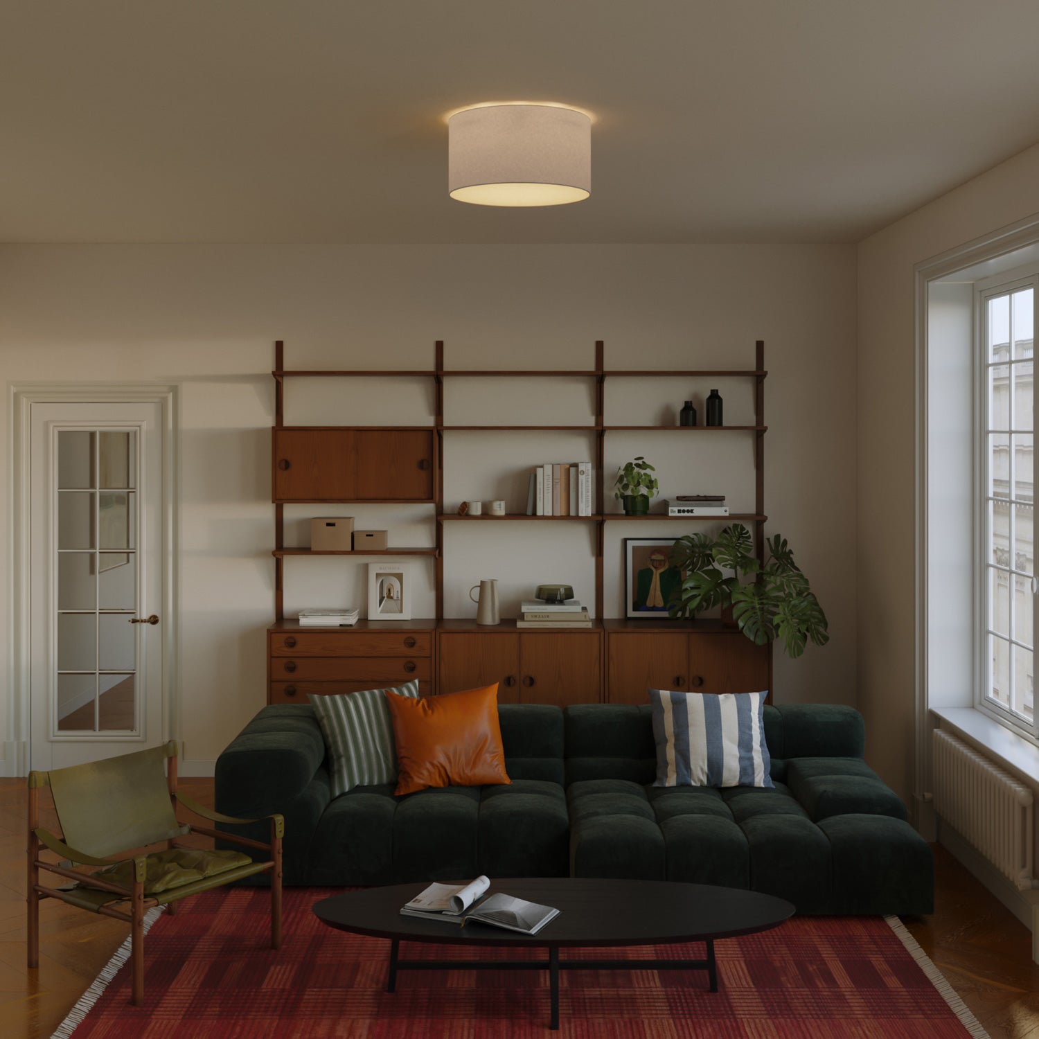 Plafoniera in tessuto Medium Camelot grigio - Made in Italy