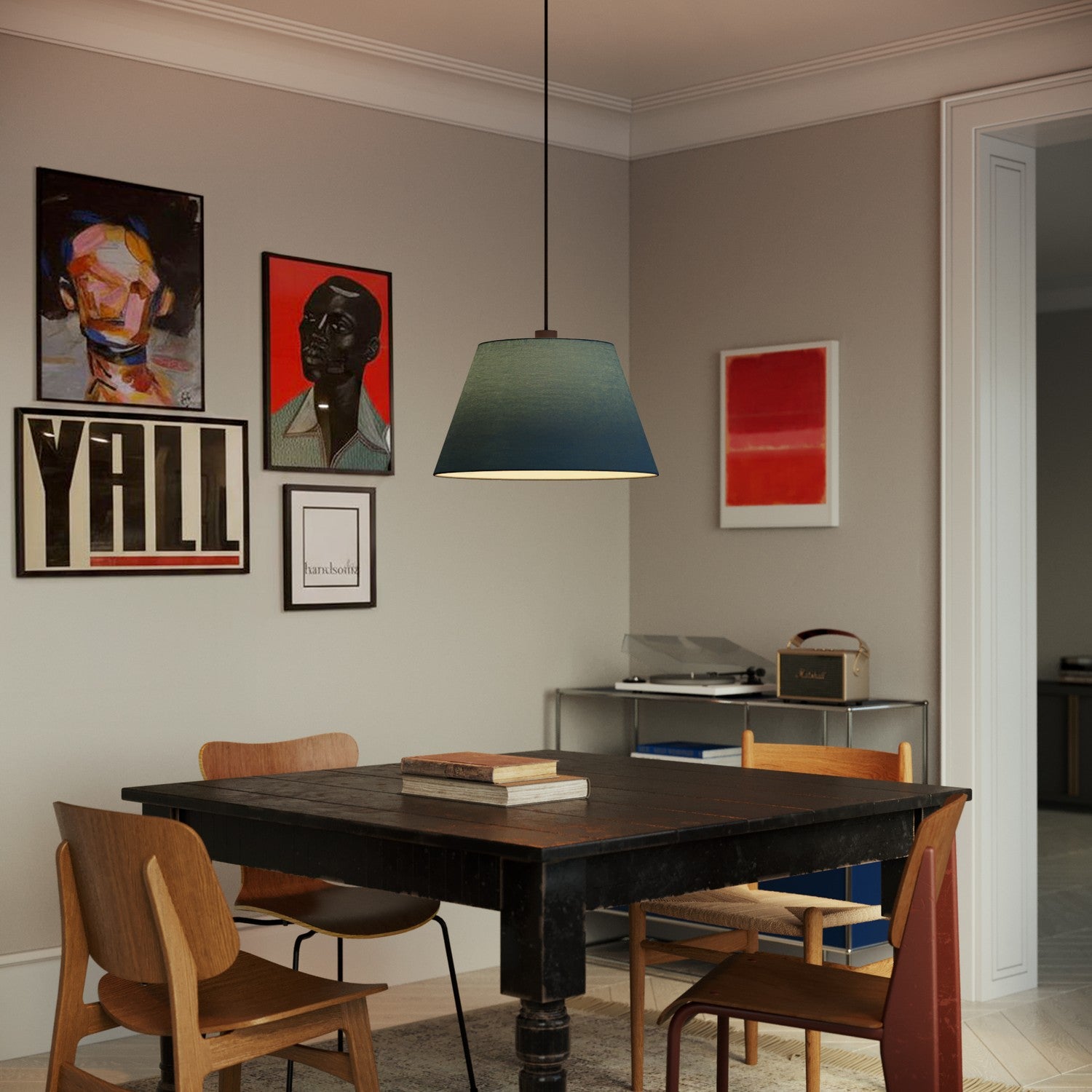 Paralume Impero L per sospensione con attacco E27 - Made in Italy - Teletta Azzurro