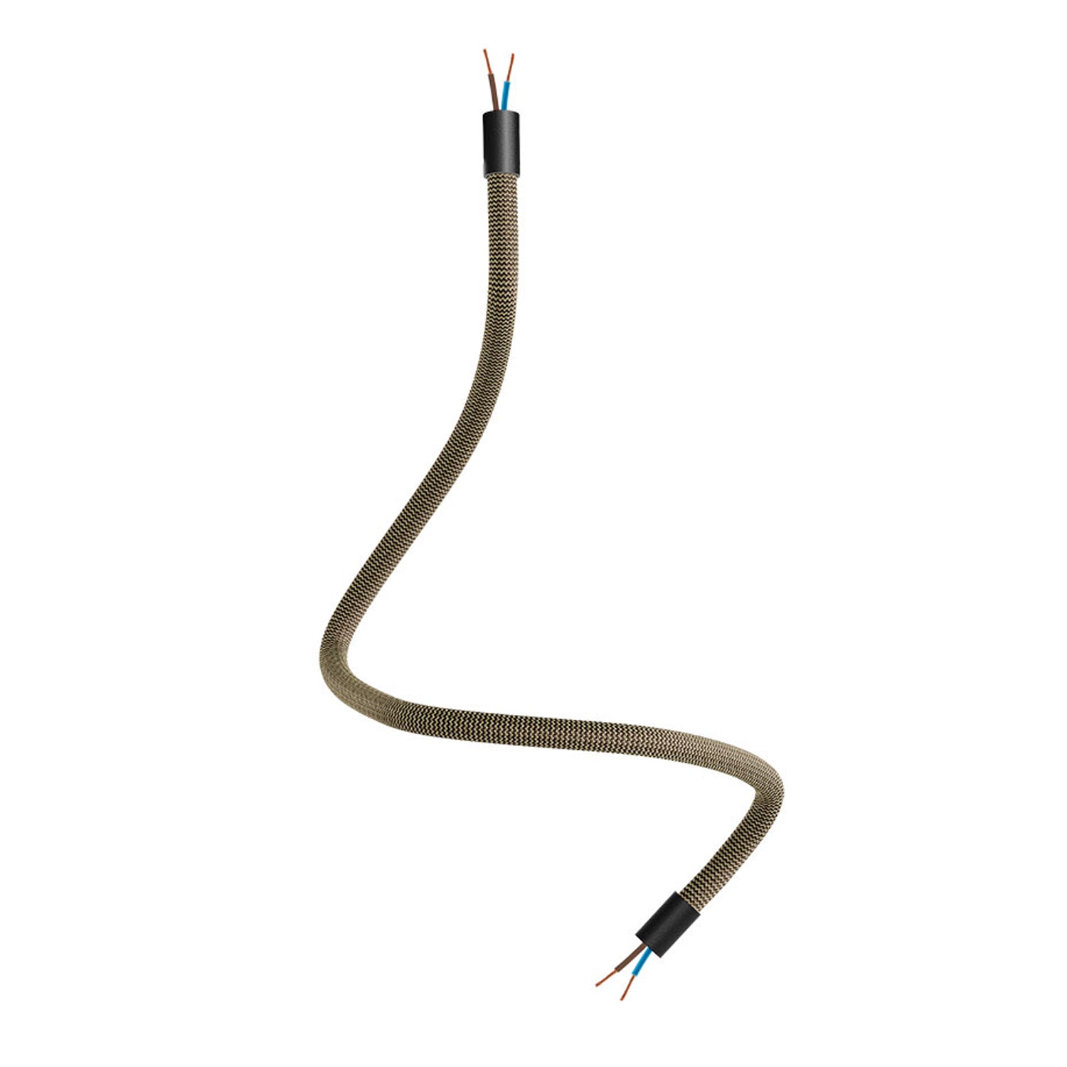 Kit Creative Flex tubo flessibile di estensione rivestito in tessuto RZ24 Nero e Oro con terminali metallici Nero 60 cm