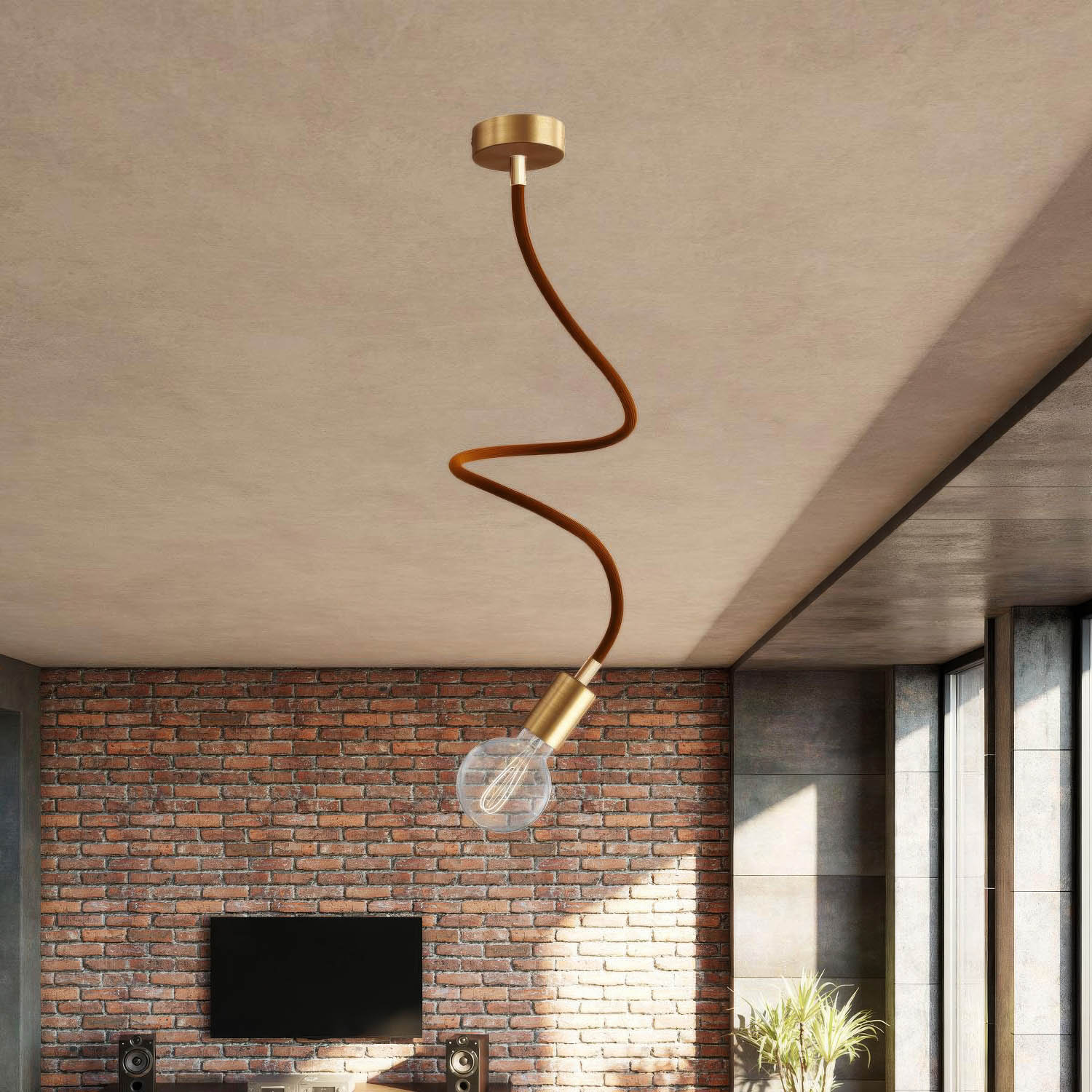 Kit Creative Flex tubo flessibile di estensione rivestito in tessuto RM13 Marrone con terminali metallici Bronzo satinato 90 cm