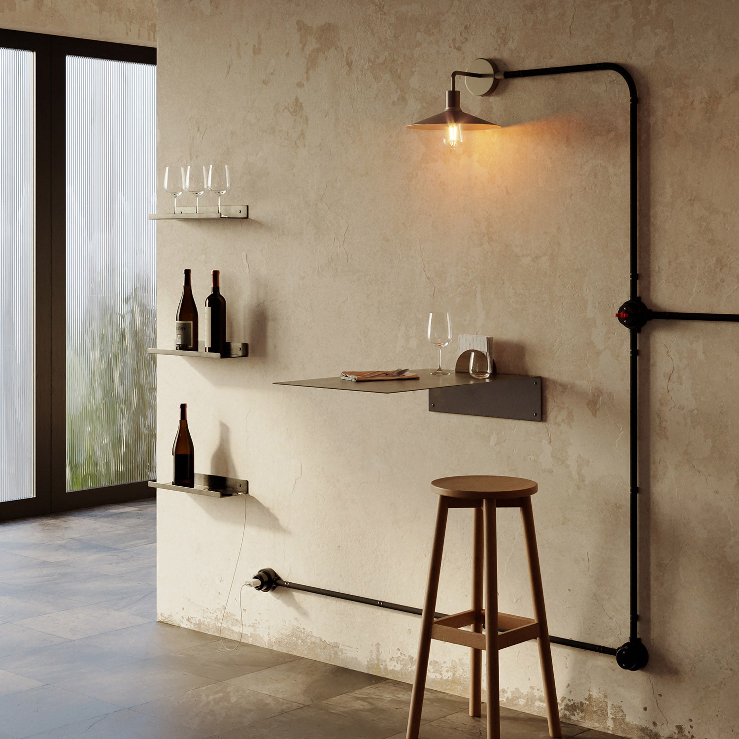 Kit interruttore/deviatore con dado a farfalla e base per Creative-Tubes in porcellana nera Rosso 3