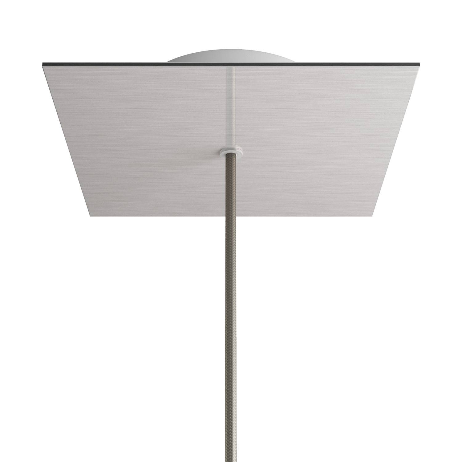 Rosone Rose-One quadrato, 200 mm con 1 foro e 4 fori laterali - Dibond Acciaio satinato Bianco