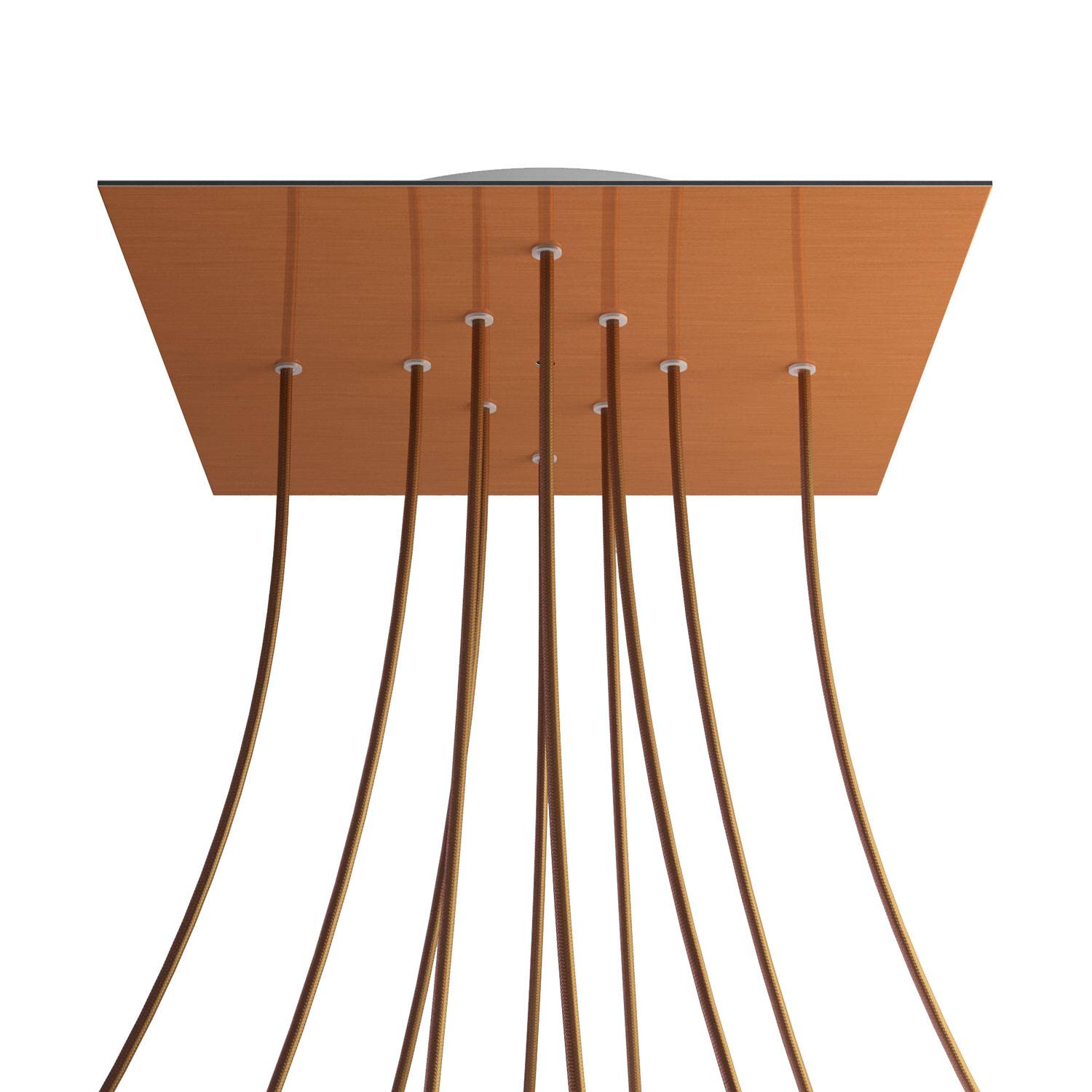 Rosone XXL Rose-One quadrato, 400 mm con 10 fori e 4 fori laterali - Dibond Rame satinato Bianco