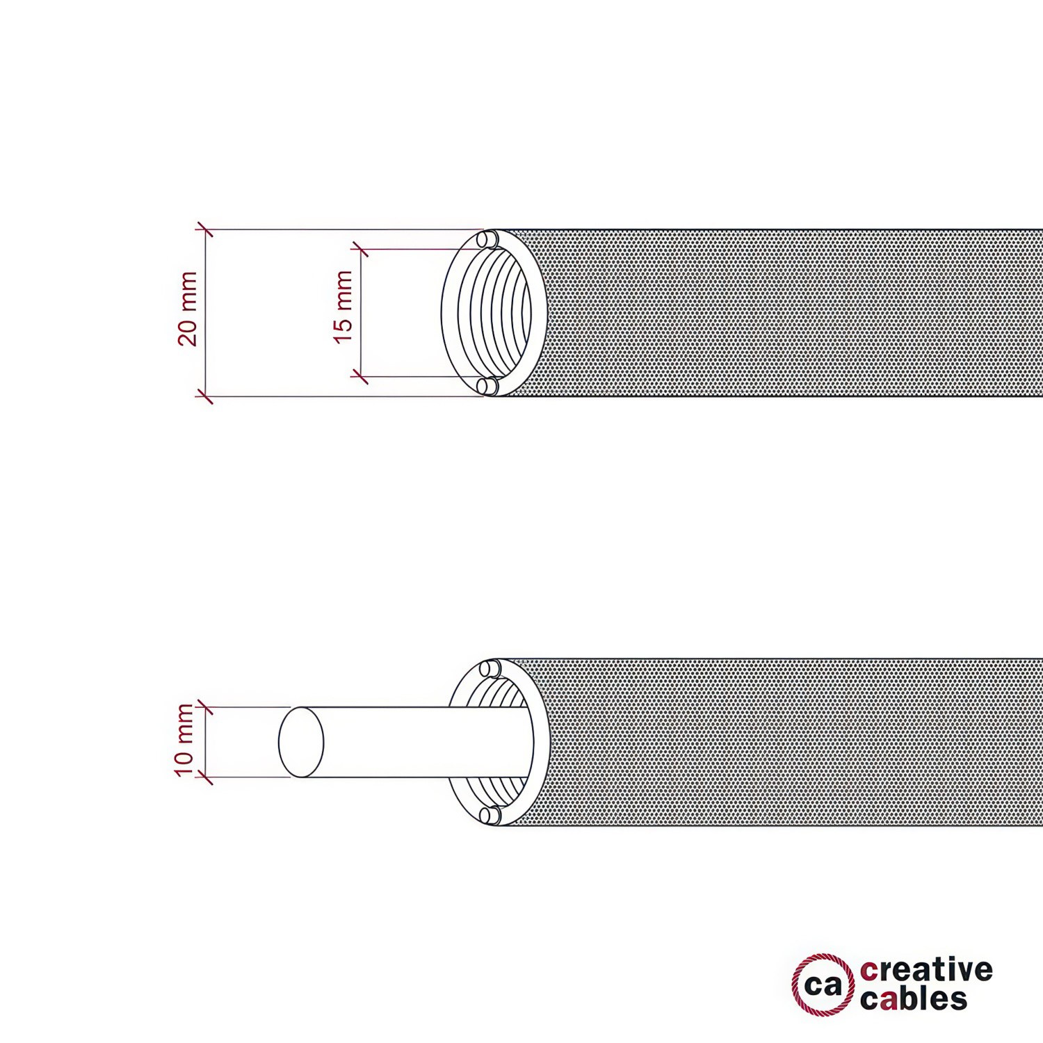 Creative-Tube Σωλήνας εύκαμπτος, Μαύρο Yφασμάτινο κάλυμμα RM04, διάμετρος 20 mm για καλώδιο
