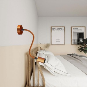 Φωτιστικό Τοίχου ή Οροφής Κινητό Σποτ Mini GU1d0 με εύκαμπτο σωλήνα Flex 30cm - Brushed copper - Χάλκινο Αντικέ