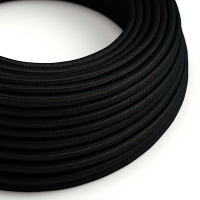 Ultra Soft Στρογγυλό Υφασμάτινο Καλώδιο Σιλικόνης RM04 2x0,75mm - Μαύρο