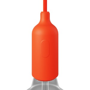 Ντουί με Διακόπτη Σιλικόνης E27 με κρυφό στήριγμα καλωδίου - Orange - Πορτοκαλί