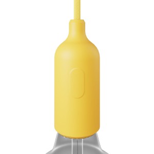 Ντουί με Διακόπτη Σιλικόνης E27 με κρυφό στήριγμα καλωδίου - Yellow - Κίτρινο