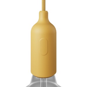 Ντουί με Διακόπτη Σιλικόνης E27 με κρυφό στήριγμα καλωδίου - Yellow mustard - Μουσταρδί