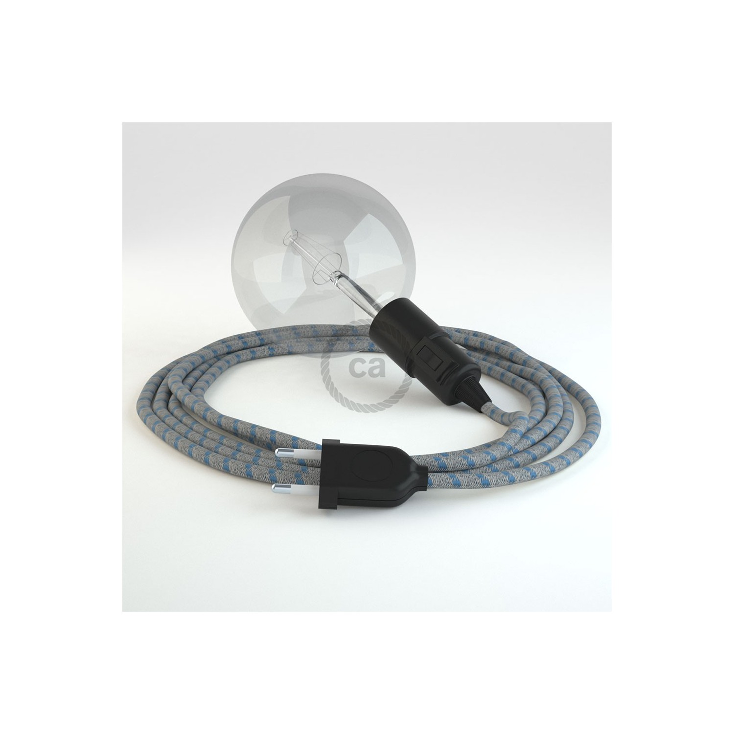 Δημιουργήστε το δικό σας Φωτιστικό Snake με καλώδιο RD55 Mπεζ λινό και Mπλε βαμβάκι Stripes.