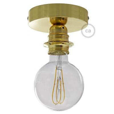 Φωτιστικό Τοίχου ή Οροφής Fermaluce Glam, μεταλλικό με ντουί με ροδέλες - Brass - Χρυσό