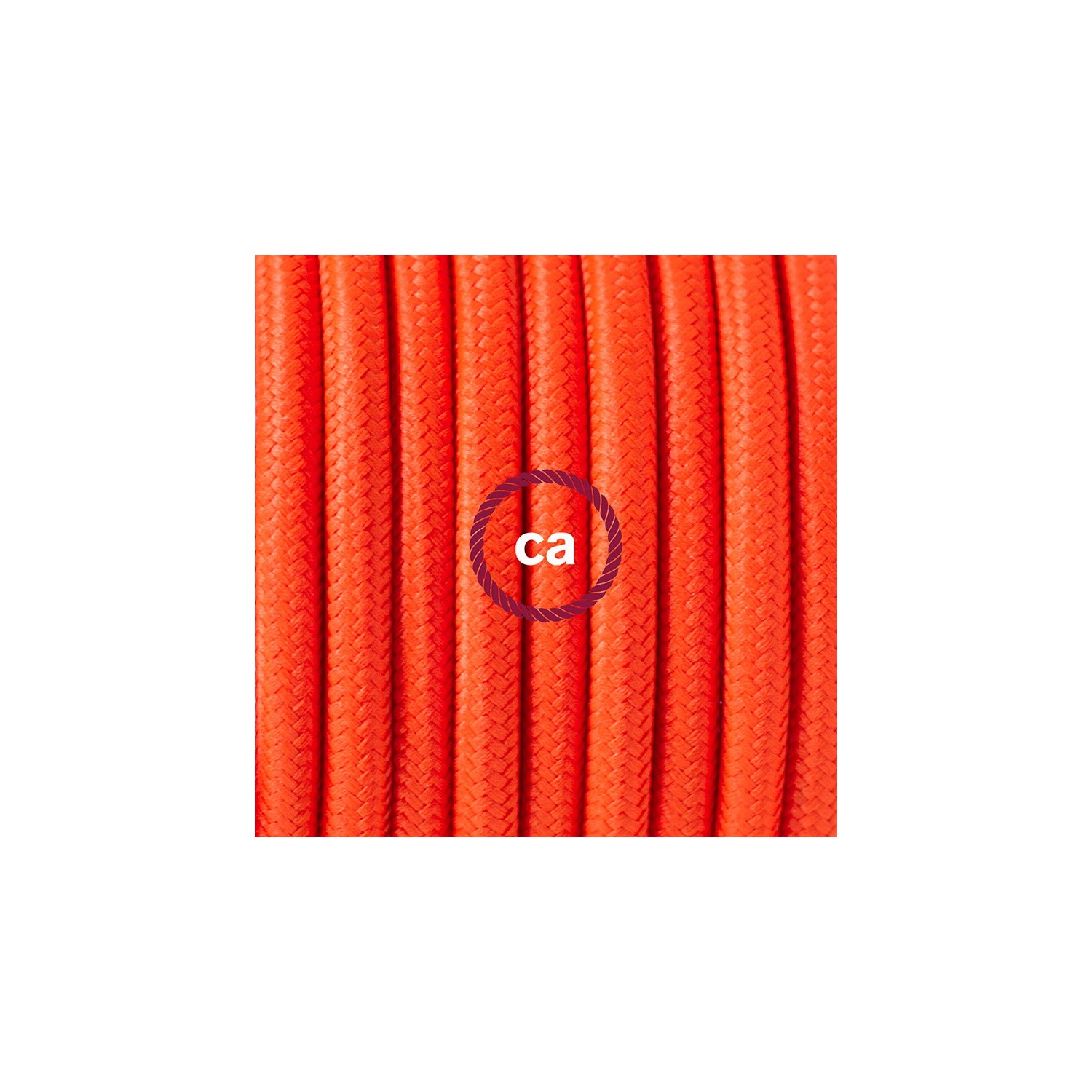 Υφασματινο Καλώδιο για Φωτιστικά Δαπέδου RF15 Πορτοκαλί Φωσφοριζέ - 3 m. Με διακόπτη ποδός και φις.