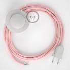 Υφασματινο Καλώδιο για Φωτιστικά Δαπέδου RM16 Ροζ Baby - 3 m. Με διακόπτη ποδός και φις.