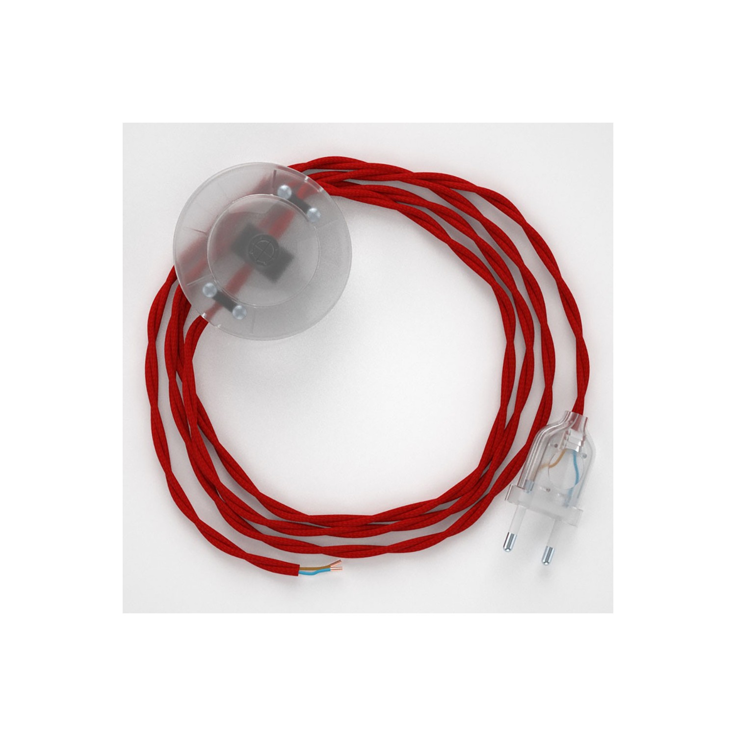 Στριφτό Υφασματινο Καλώδιο για Φωτιστικά Δαπέδου TM09 Κόκκινο - 3 m. Με διακόπτη ποδός και φις.