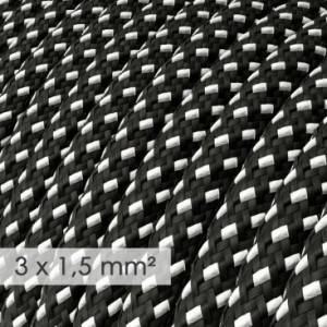 Στρογγυλό Υφασμάτινο καλώδιο μεγάλης Διατομής 3x1,50 3D Μαύρο RT41