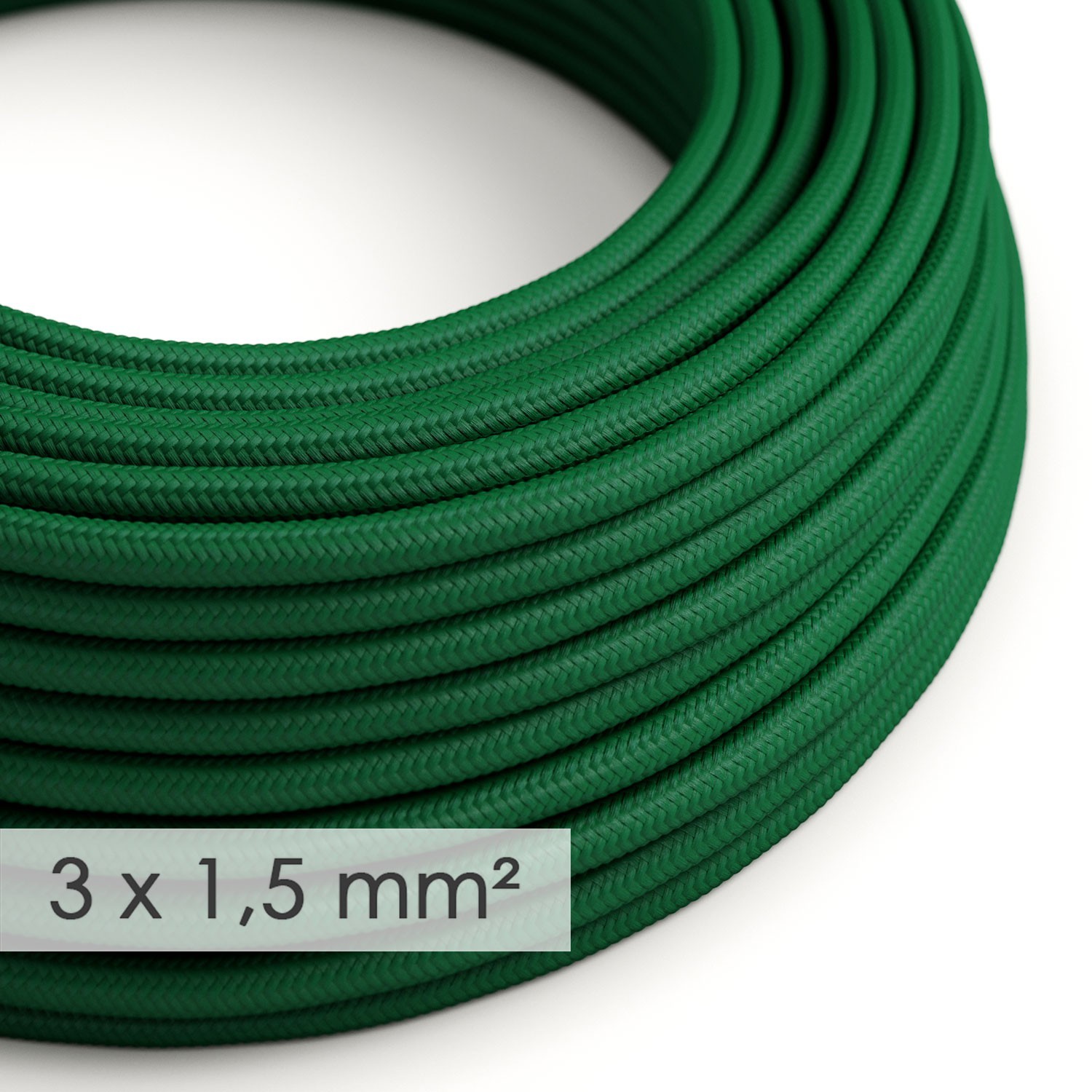 Στρογγυλό Υφασμάτινο καλώδιο μεγάλης Διατομής 3x1,50 Σκούρο Πράσινο RM21