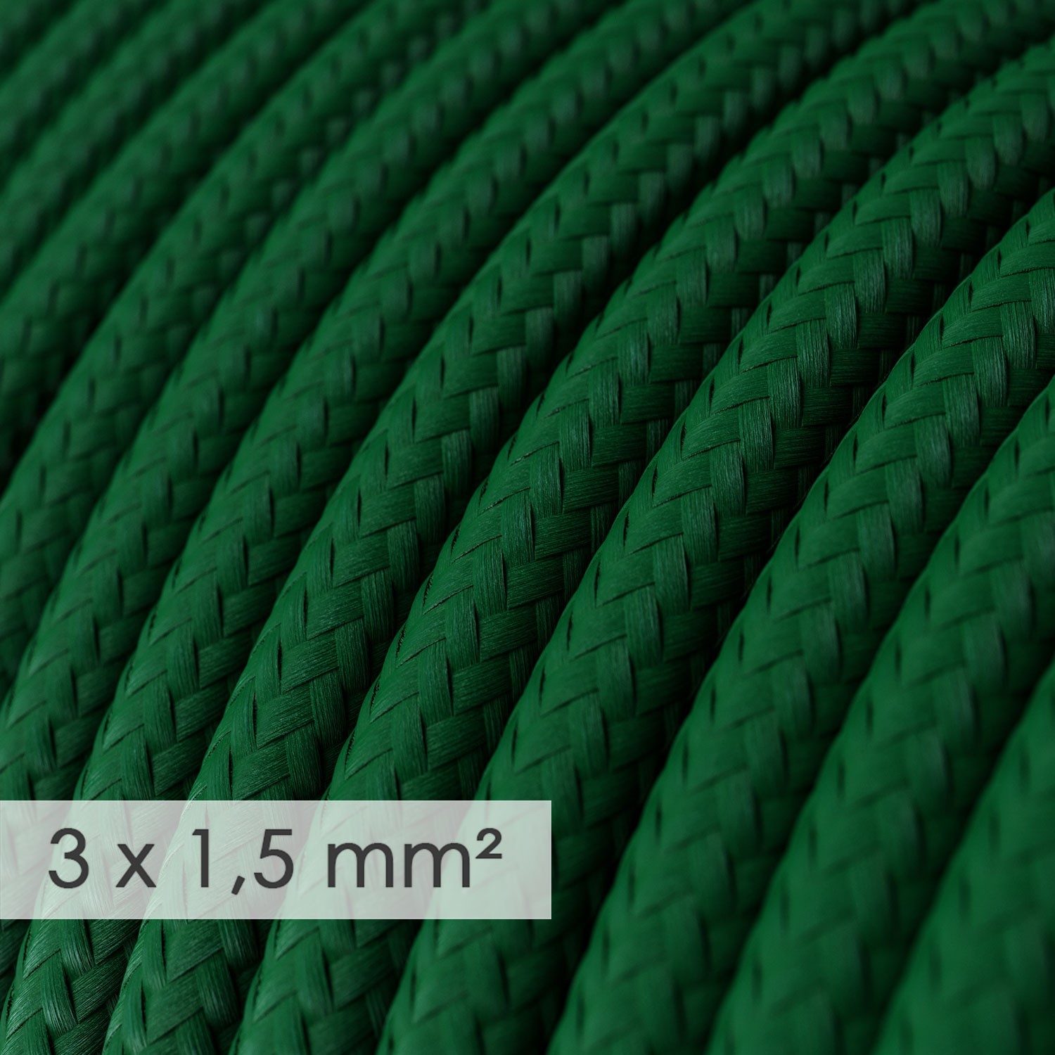 Πολύπριζο με Υφασμάτινο Καλώδιο 3x1.5 Σκούρο Πράσινο RM21 με πλάγιες σούκο υποδοχές.
