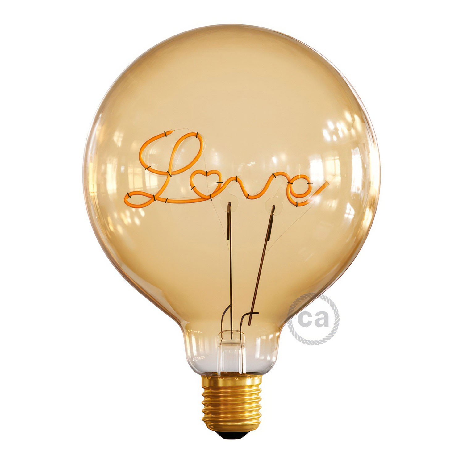 Λαμπτήρας LED για φωτιστικό δαπέδου ή πορτατίφ - Γλόμπος G125 Filament "Love" Μελί Γυαλί - 5W E27 Διακοσμητικός Vintage 2000K