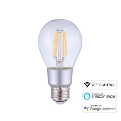 LED Smart Λάμπα Wifi Γλόμπος G125 Διαφανής με ίσιο νήμα 6W E27 2700K Dimmable