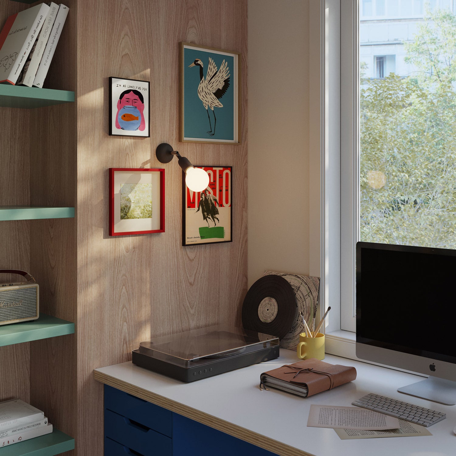 Lampada Fermaluce in silicone con snodo - Nero