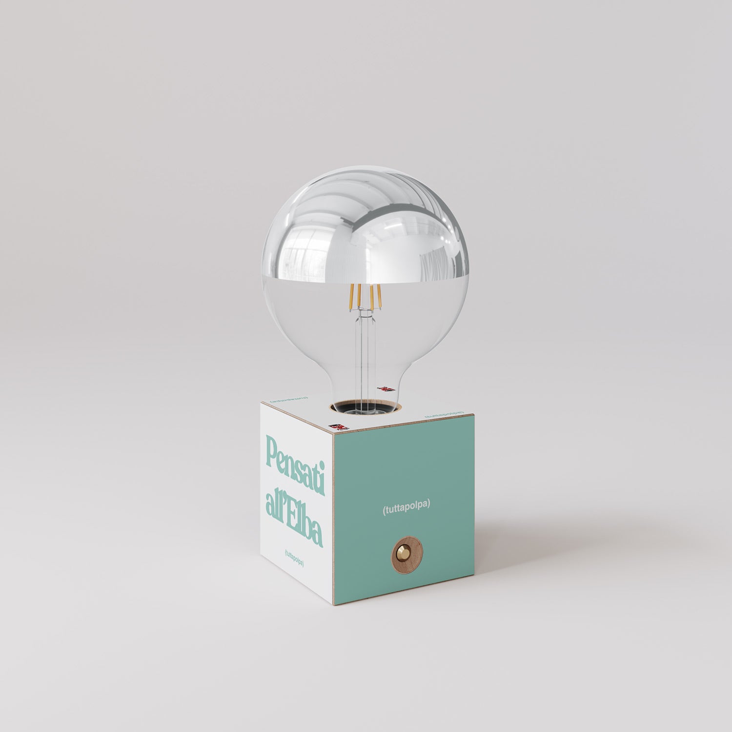 Cabless03 "Pensati all’Elba" con lampadina globo mezza sfera argento - Tuttapolpa