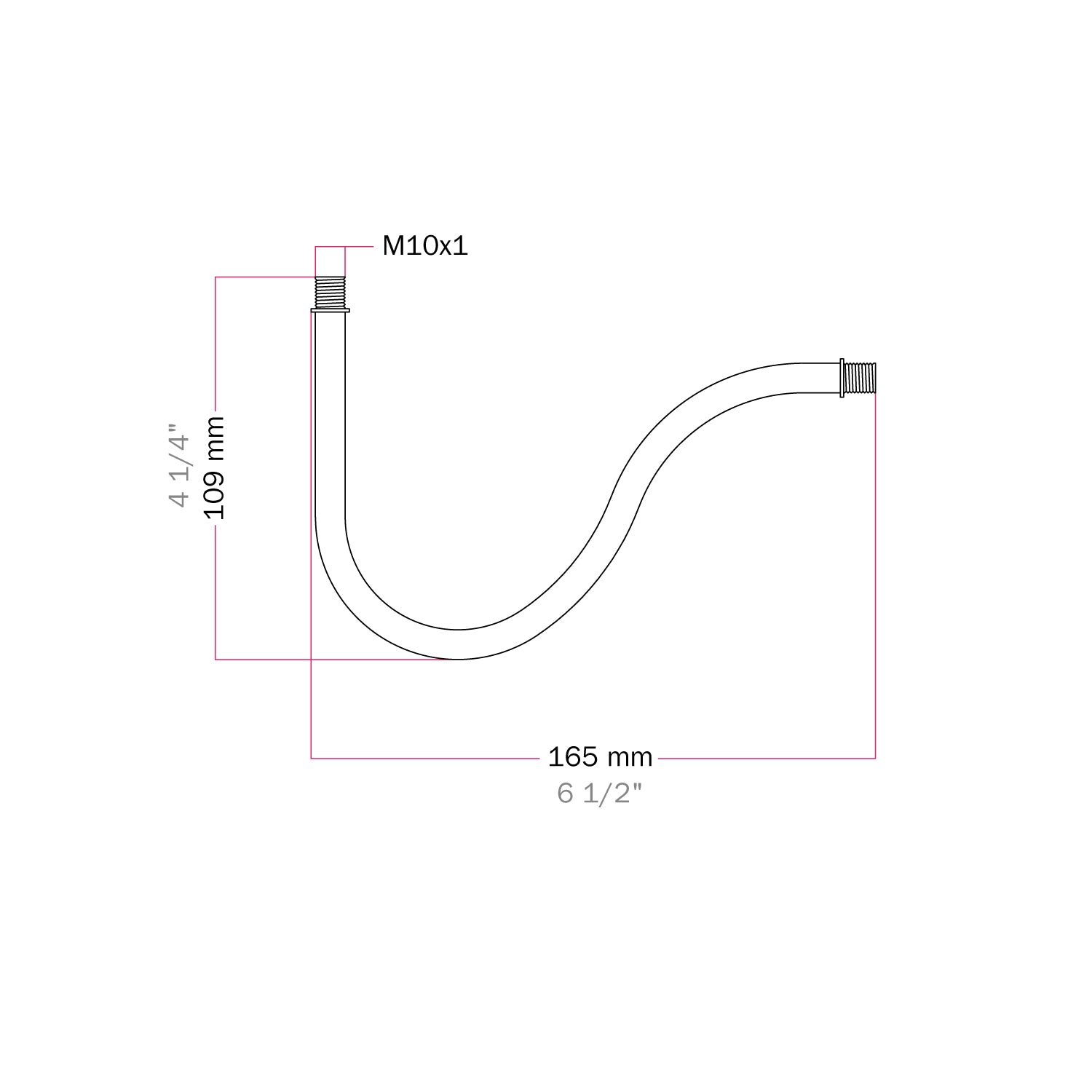 Καμπύλος σωλήνας προέκτασης σε σχήμα S για φωτιστικό, 16,5 cm, μεταλλικός - Τιτάνιο σατινέ