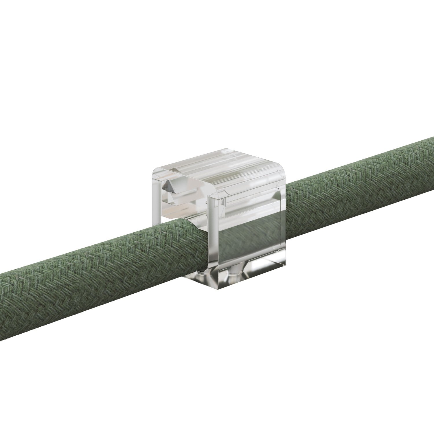 Σετ 4 Cube Clip Διάφανο - Mini Στηρίγματα Τοίχου-Οροφής για υφασμάτινο Kαλώδιο