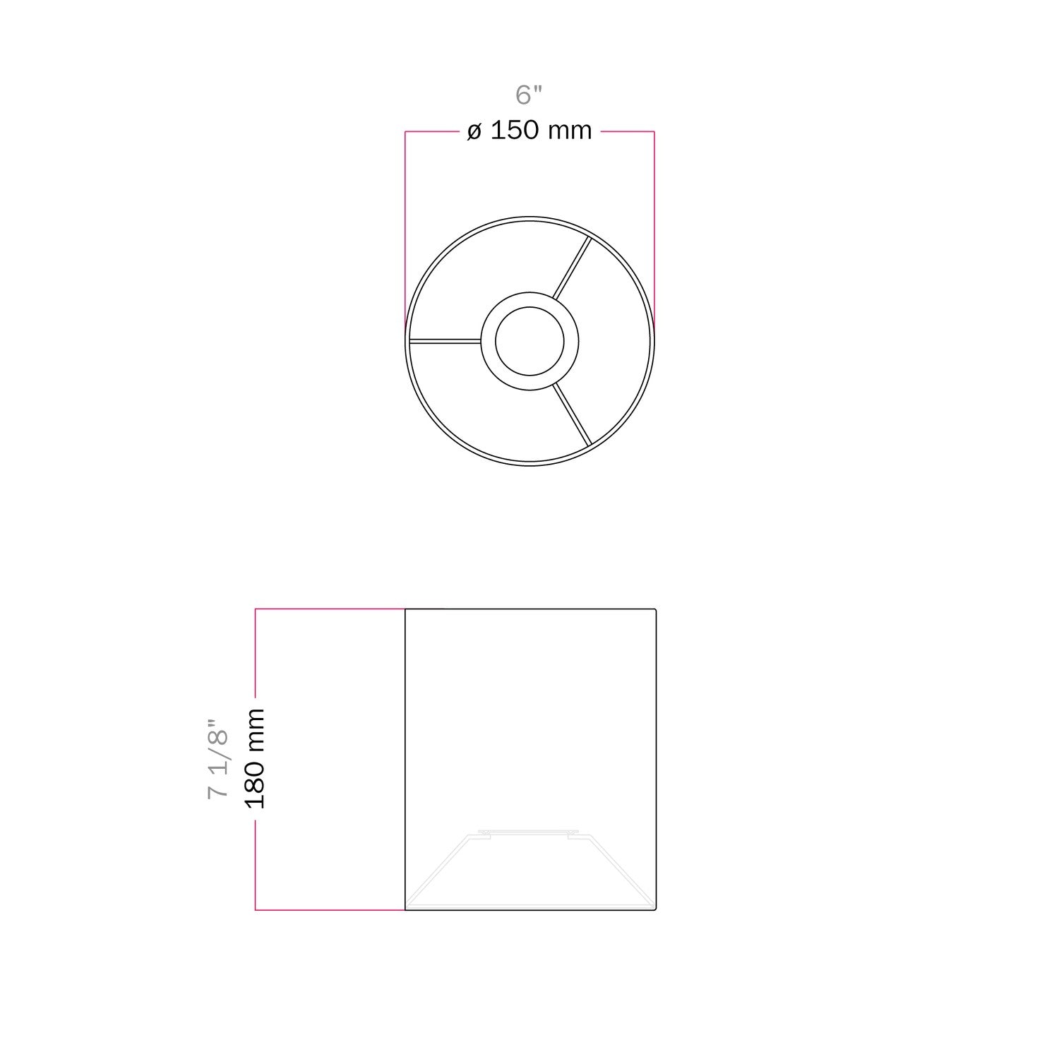 Paralume Cilindro S in tessuto con attacco E27 - Made in Italy - Teletta Lilla
