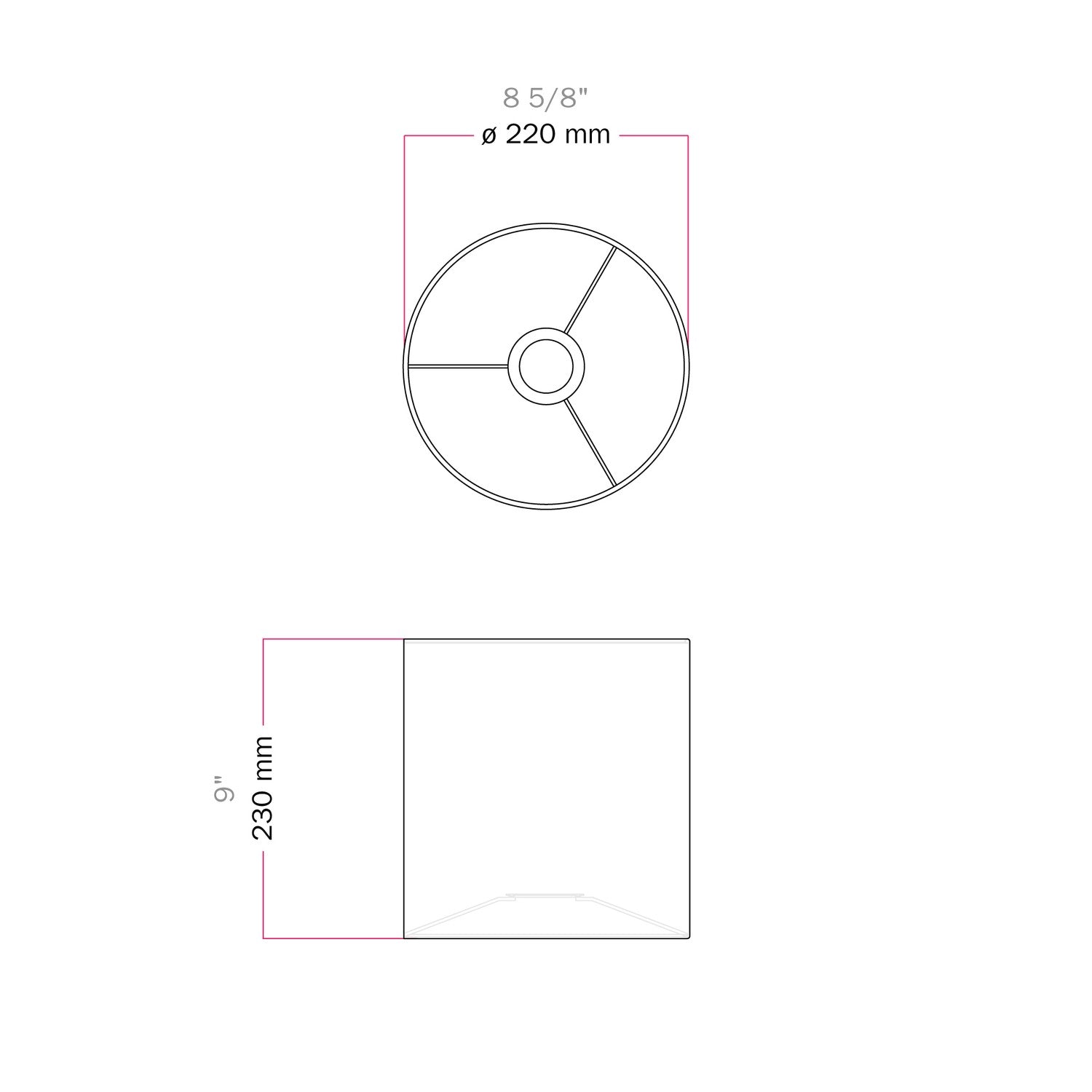 Paralume Cilindro M in tessuto con attacco E27 - Made in Italy - Arenal Tortora