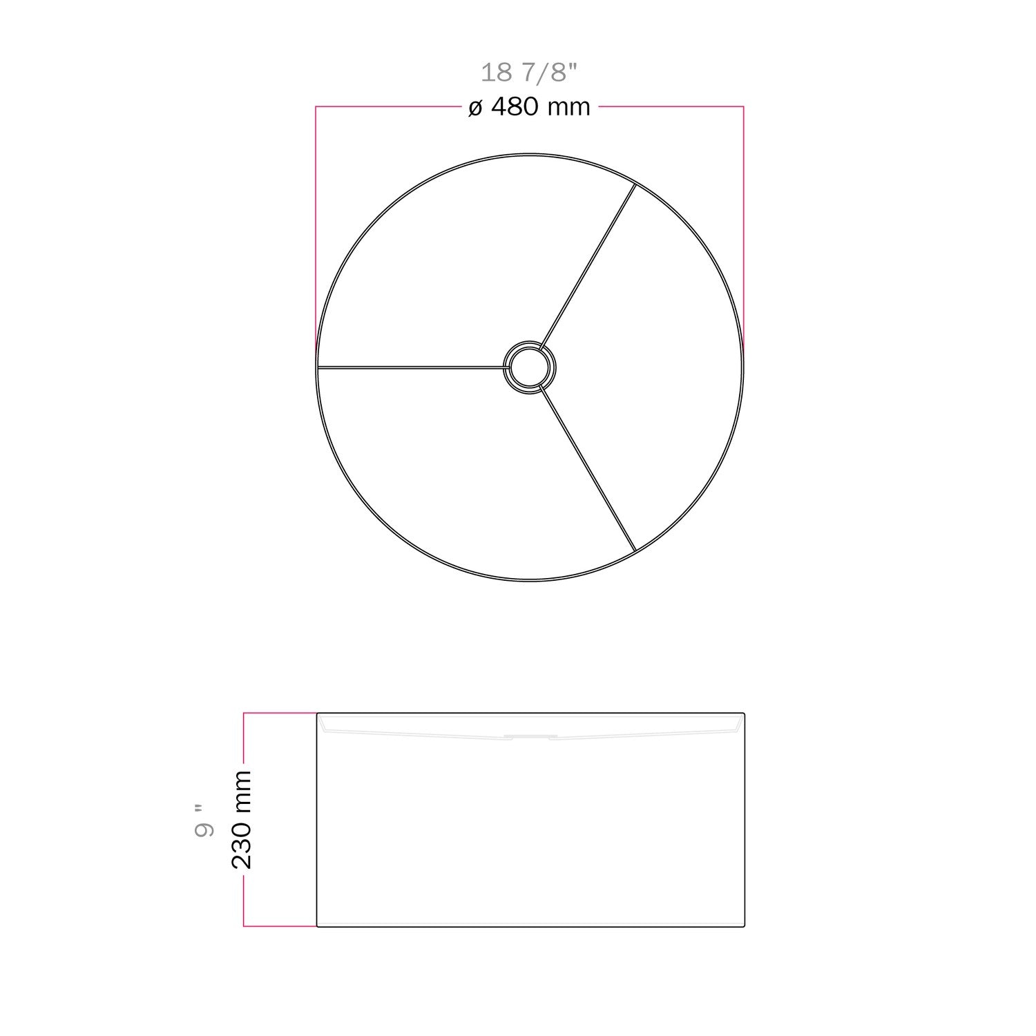 Paralume Cilindro XL in tessuto con attacco E27 - Made in Italy - Arenal Cenere