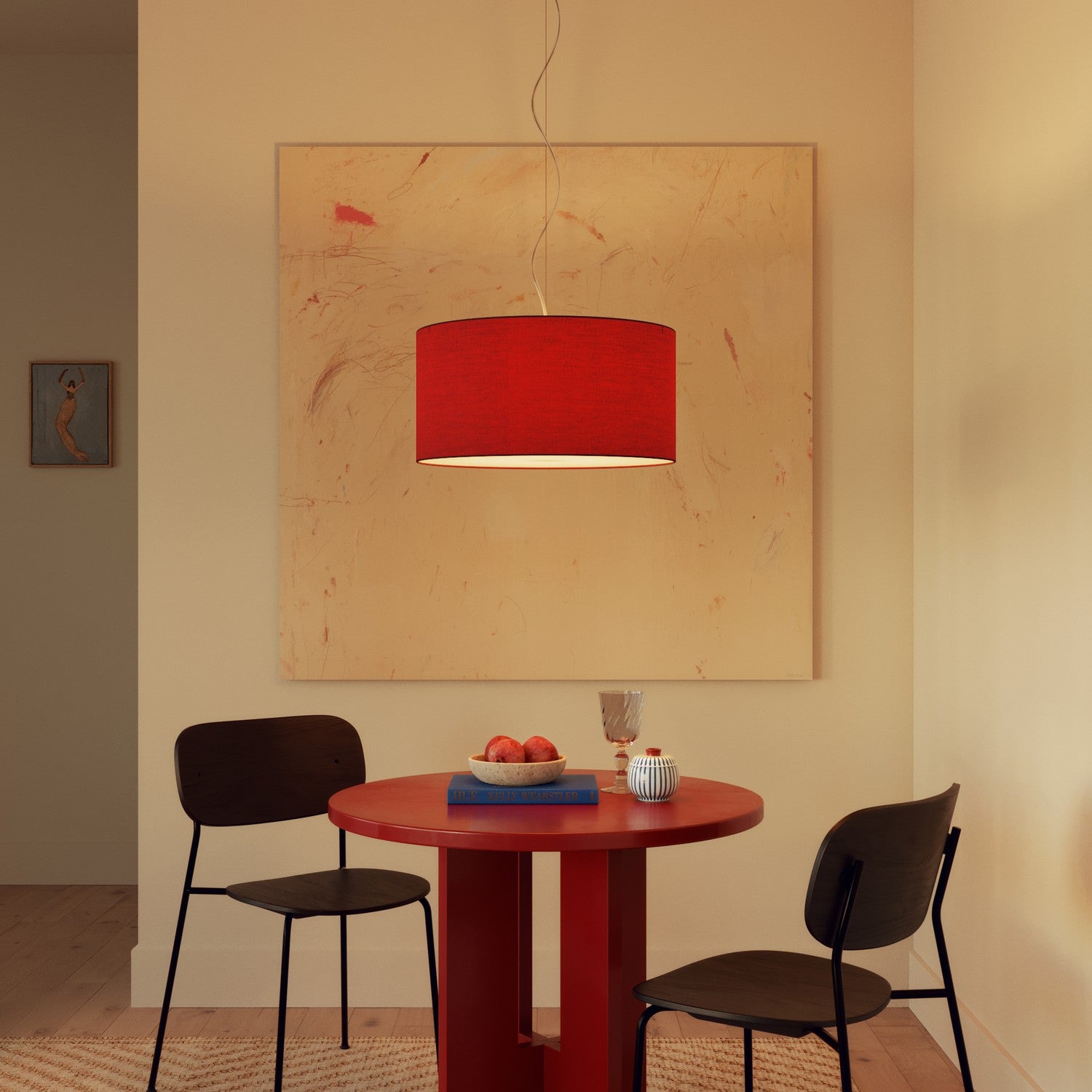 Paralume Cilindro XL in tessuto con attacco E27 - Made in Italy - Teletta Rosso