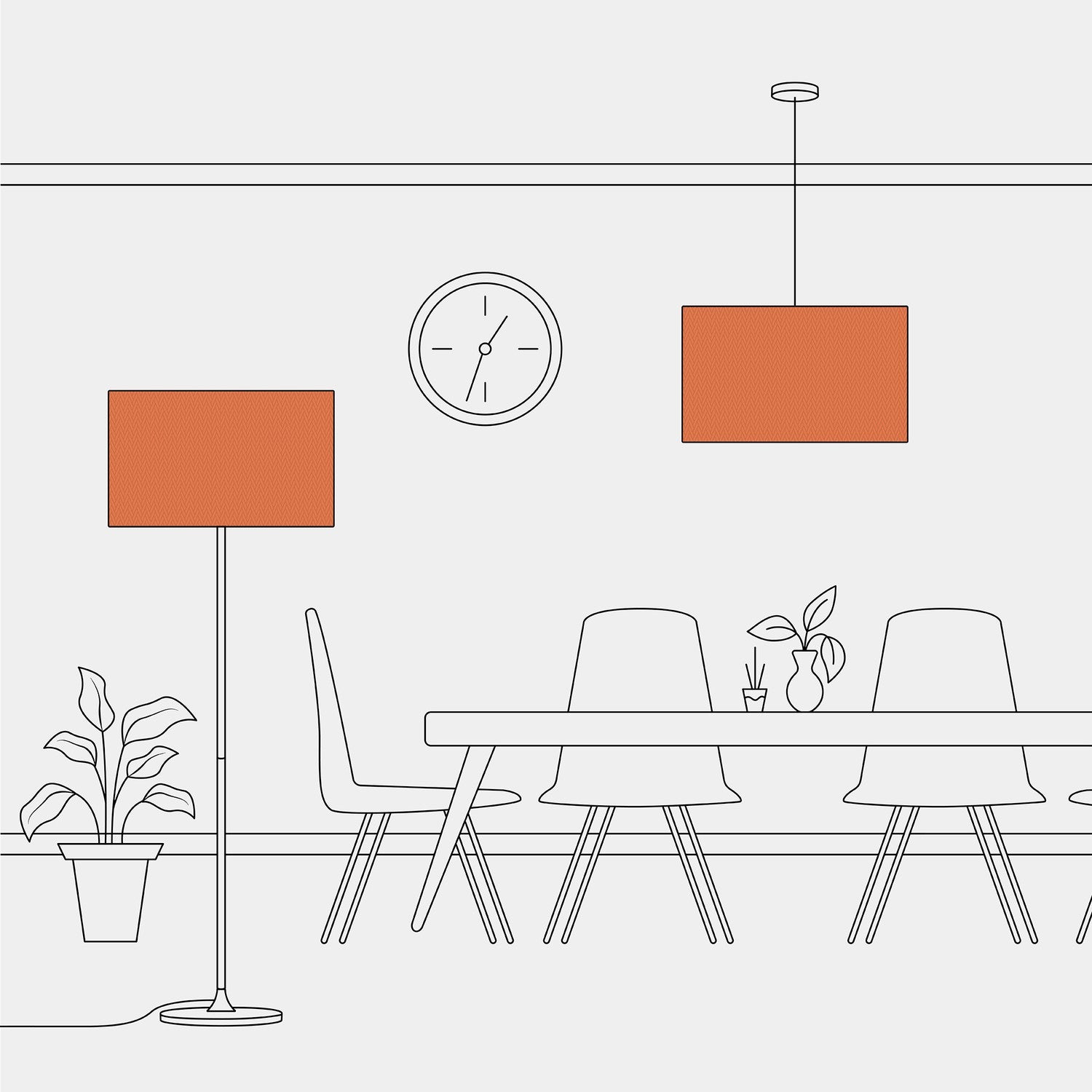 Paralume Cilindro XXL in tessuto con attacco E27 - Made in Italy - Cinette Aragosta