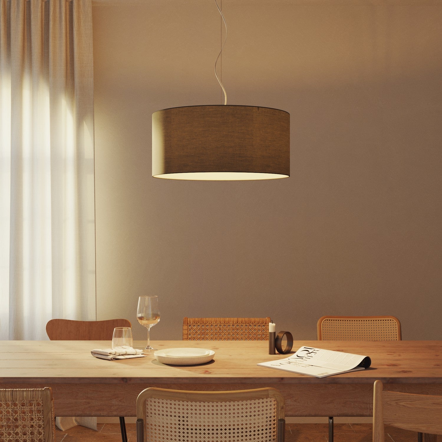 Paralume Cilindro XXL in tessuto con attacco E27 - Made in Italy - Teletta Grigio Scuro