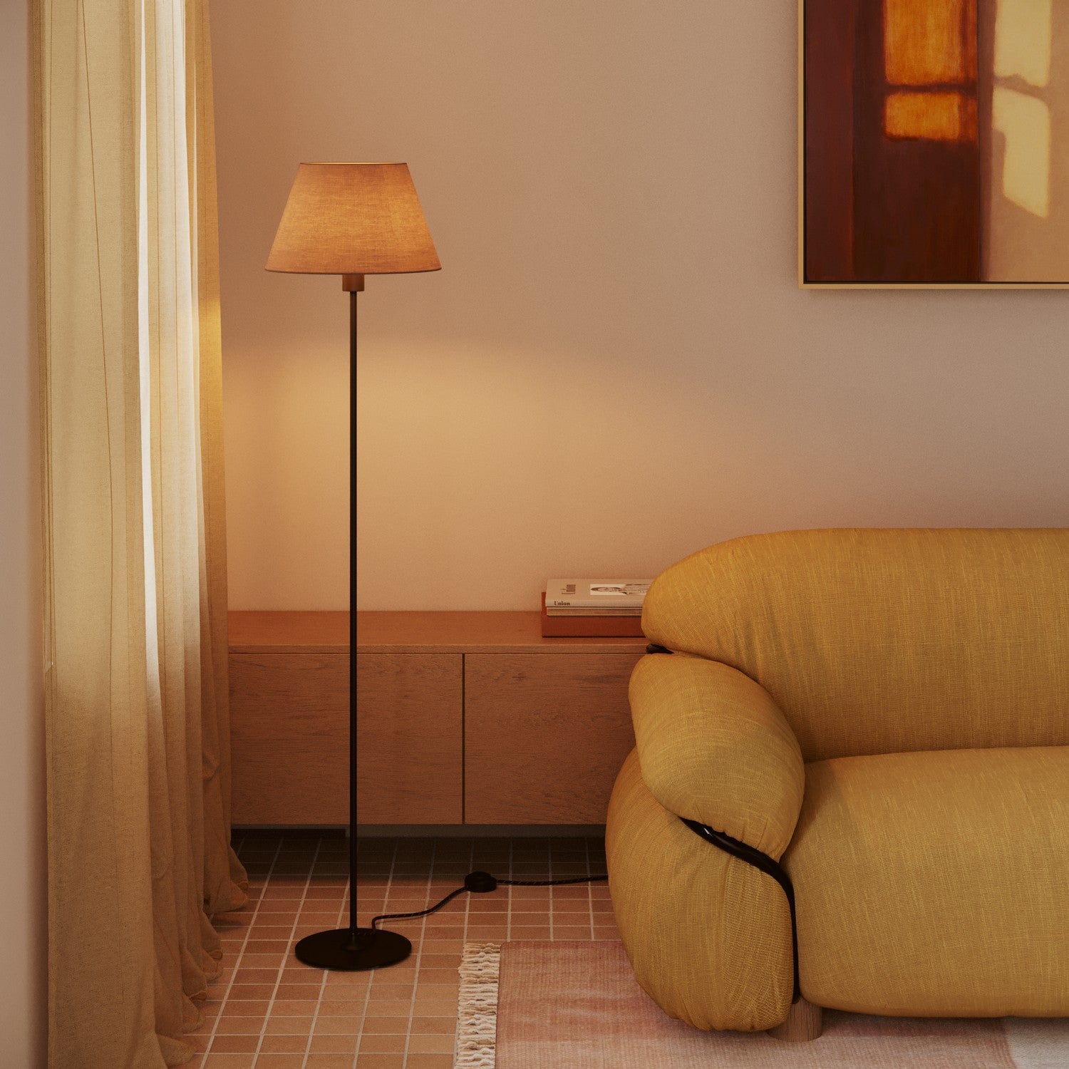 Paralume Impero M in tessuto per lampada da terra con attacco E27 - Made in Italy - Arenal Cenere