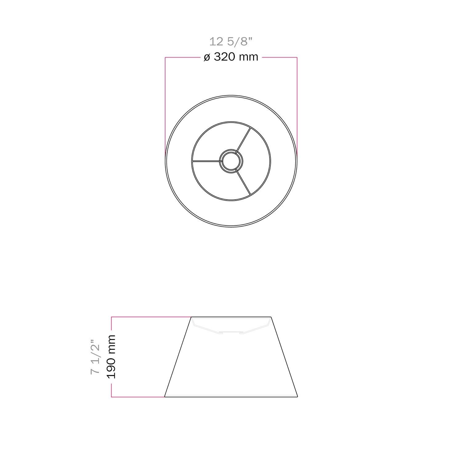 Paralume Impero M per sospensione con attacco E27 - Made in Italy - Nero/Oro