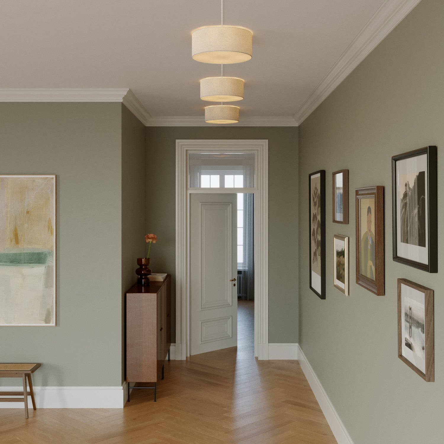 Plafoniera in tessuto Small - Made in Italy - Lana Sabbia