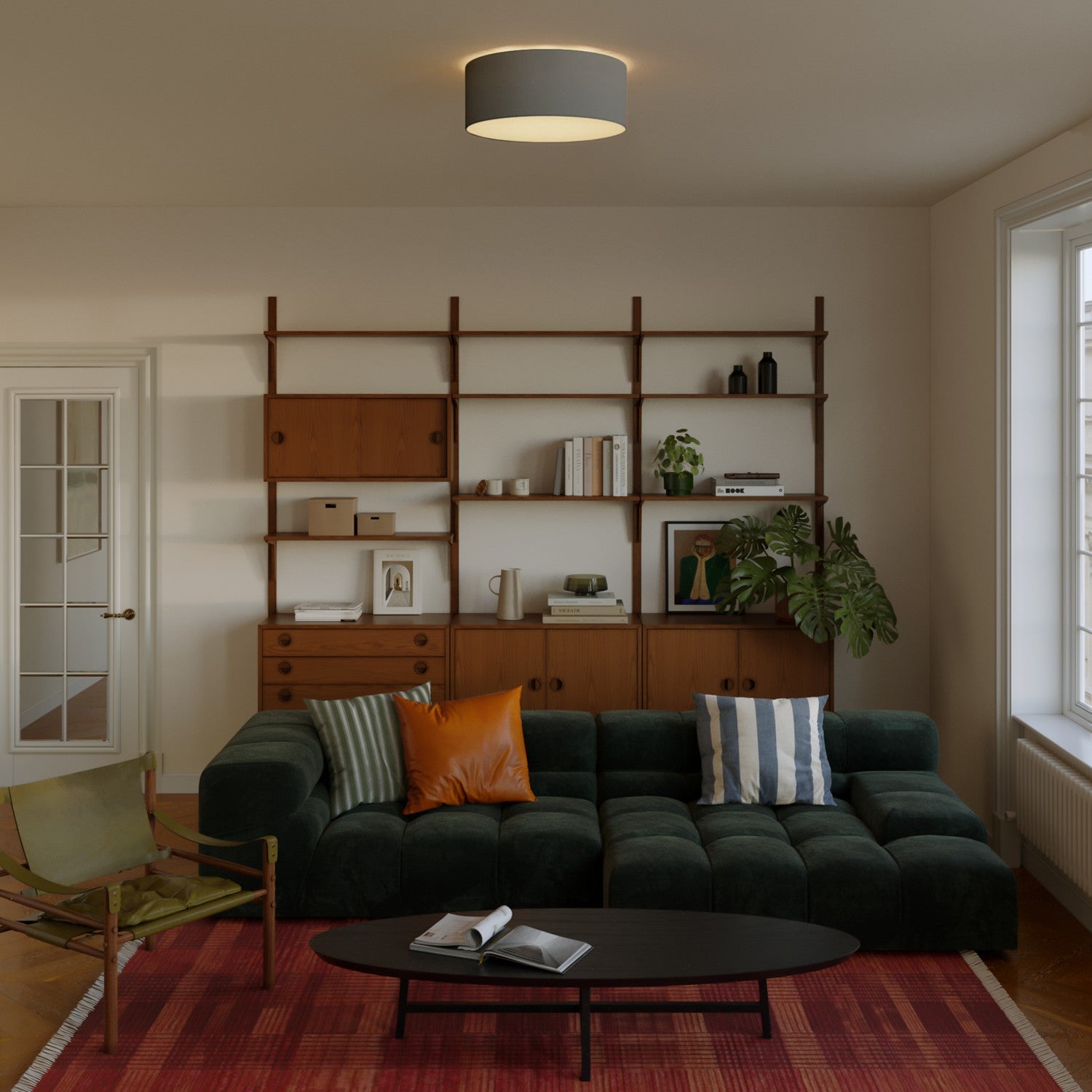 Plafoniera in tessuto Medium Slim - Made in Italy - Teletta Grigio Scuro