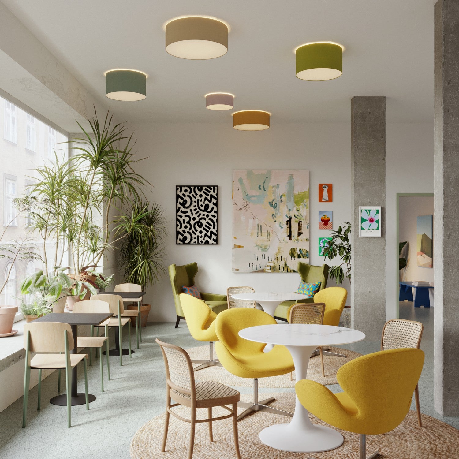 Plafoniera in tessuto Medium - Made in Italy - Lana Grigio Chiaro