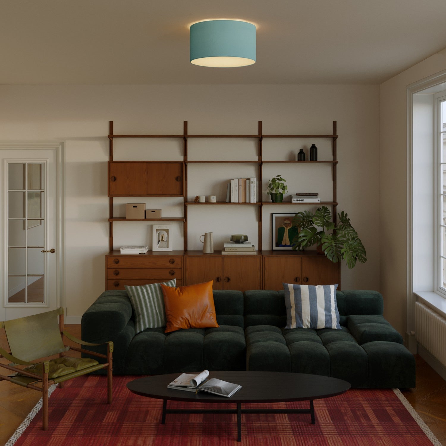 Plafoniera in tessuto Medium - Made in Italy - Teletta Verde Dubbio