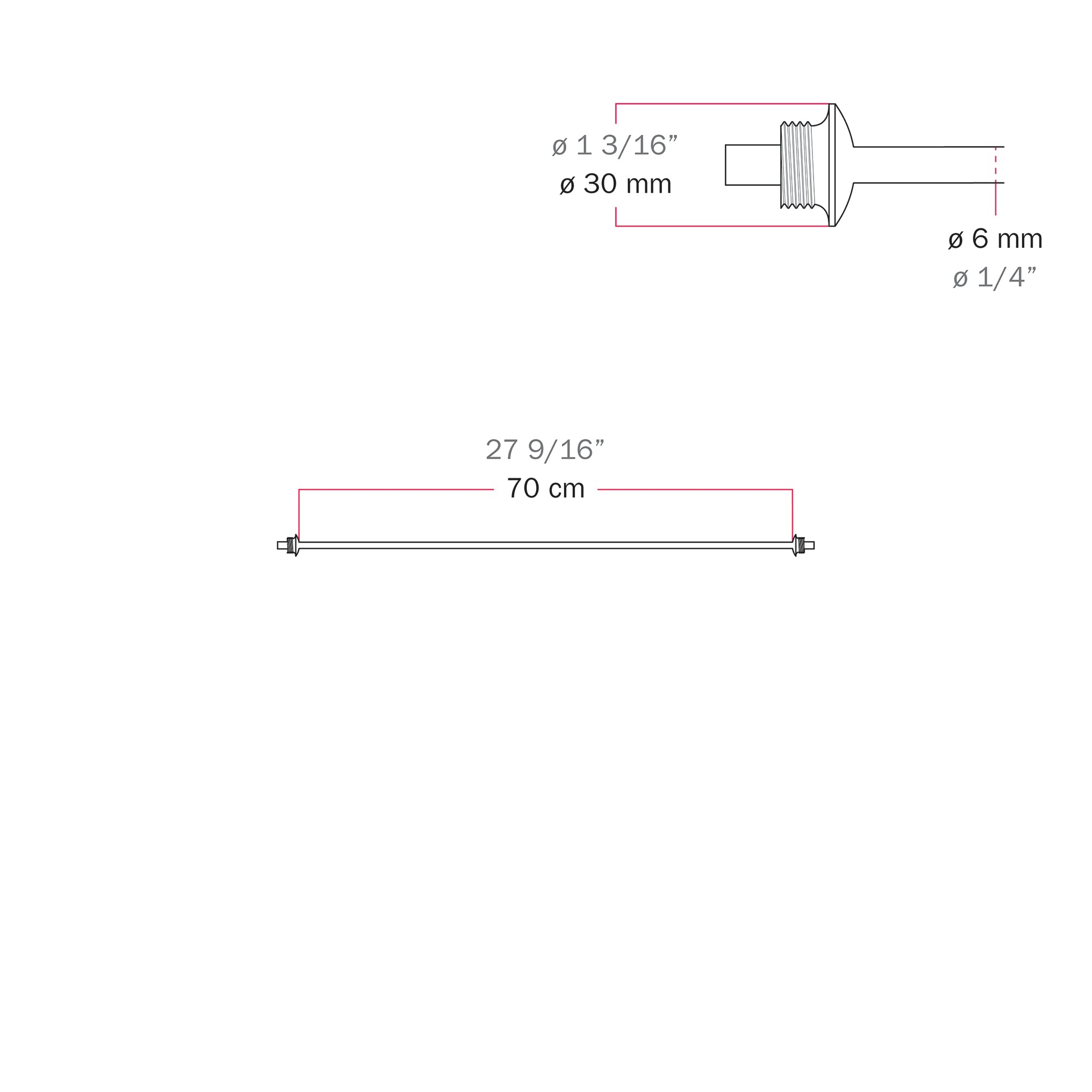 Cavo di connessione tra paralumi 70/140 cm (27 9/16" / 55 1/8") - Marina - Grigio 70 cm (27 9 16")
