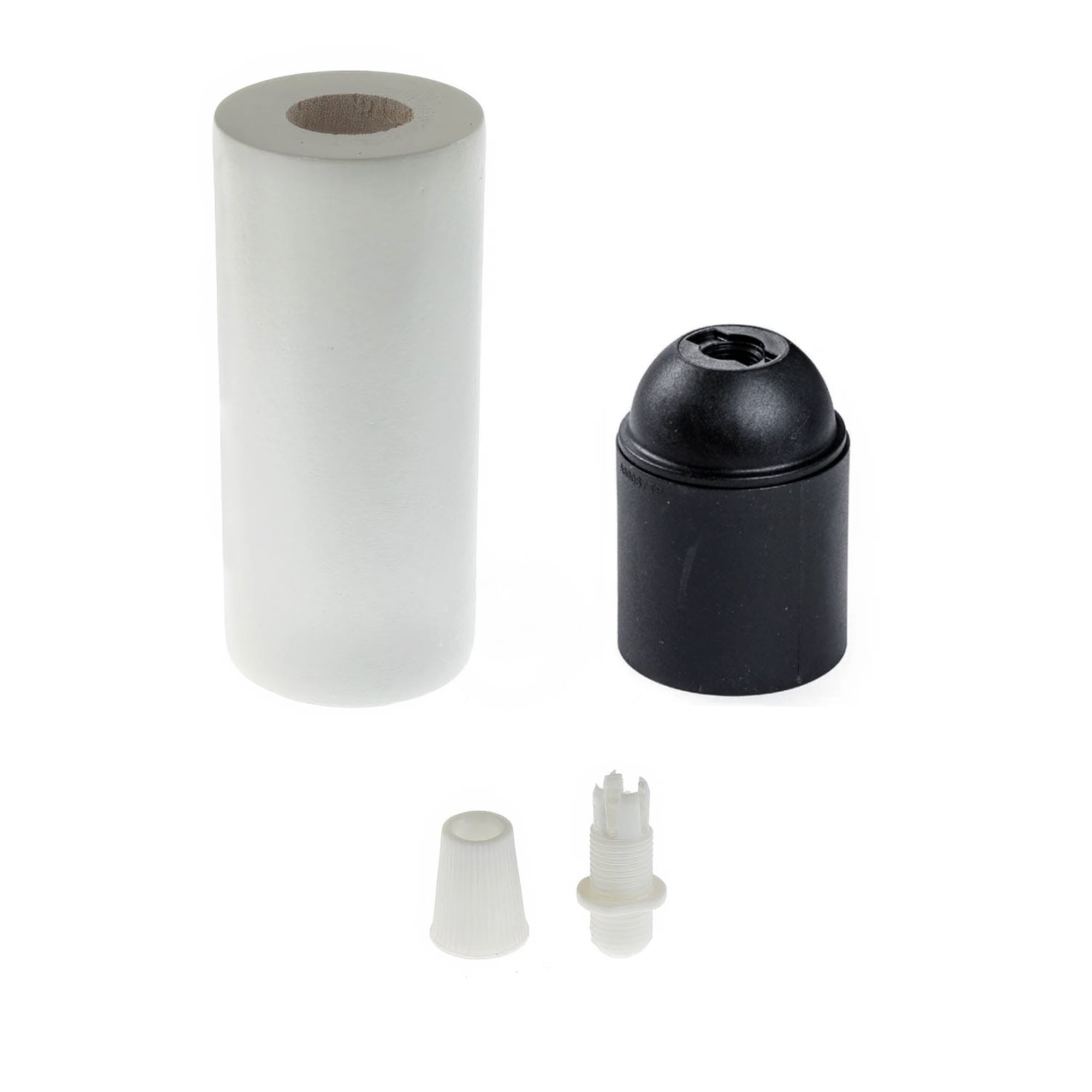 Kit portalampada E27 in legno per cordone 2XL - Bianco