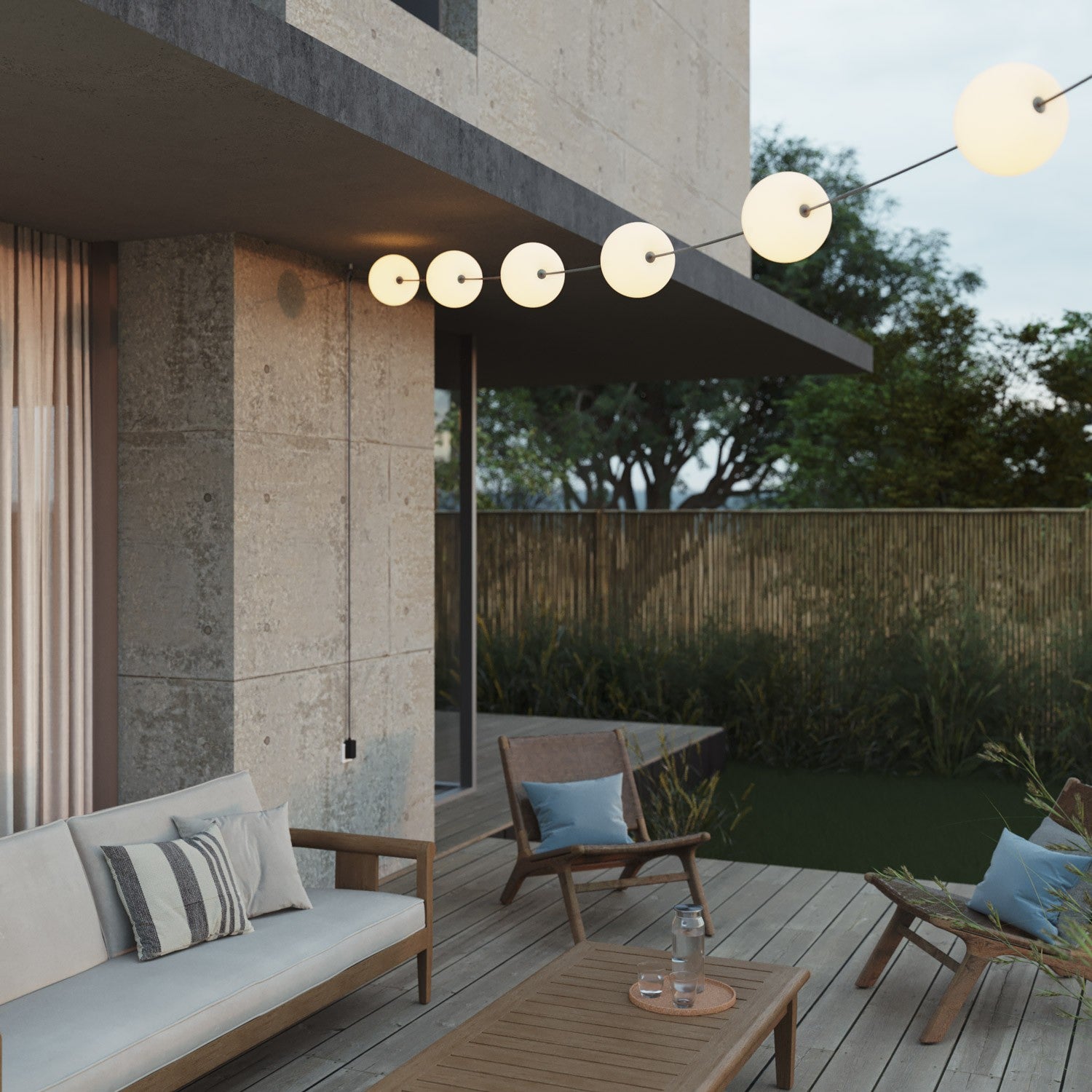 Catena luminosa 6 punti luce da esterno IP67 Grigio - Marina6 Cherry 70 cm