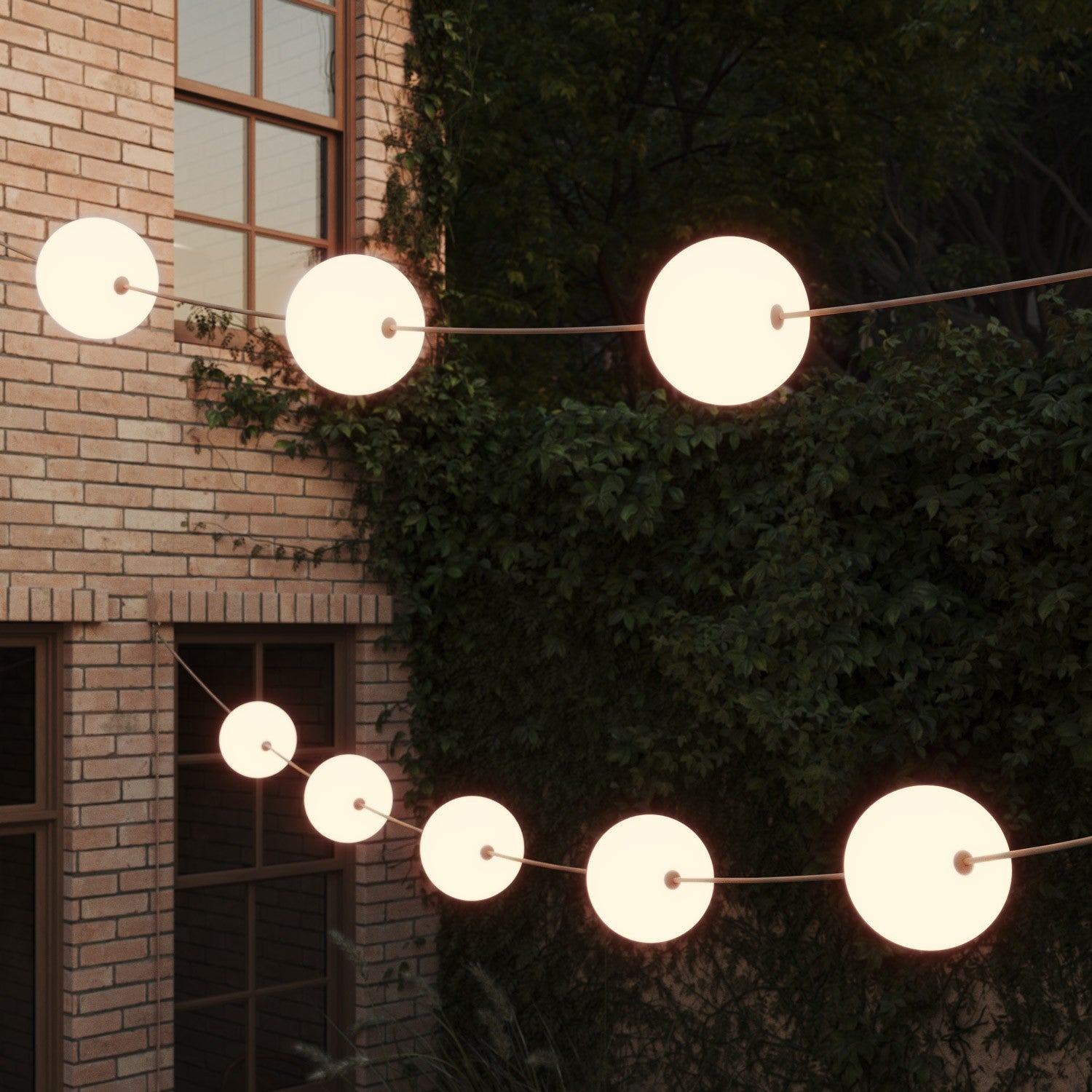 Catena luminosa 12 punti luce da esterno IP67 Desert Brown - Marina12 Cherry