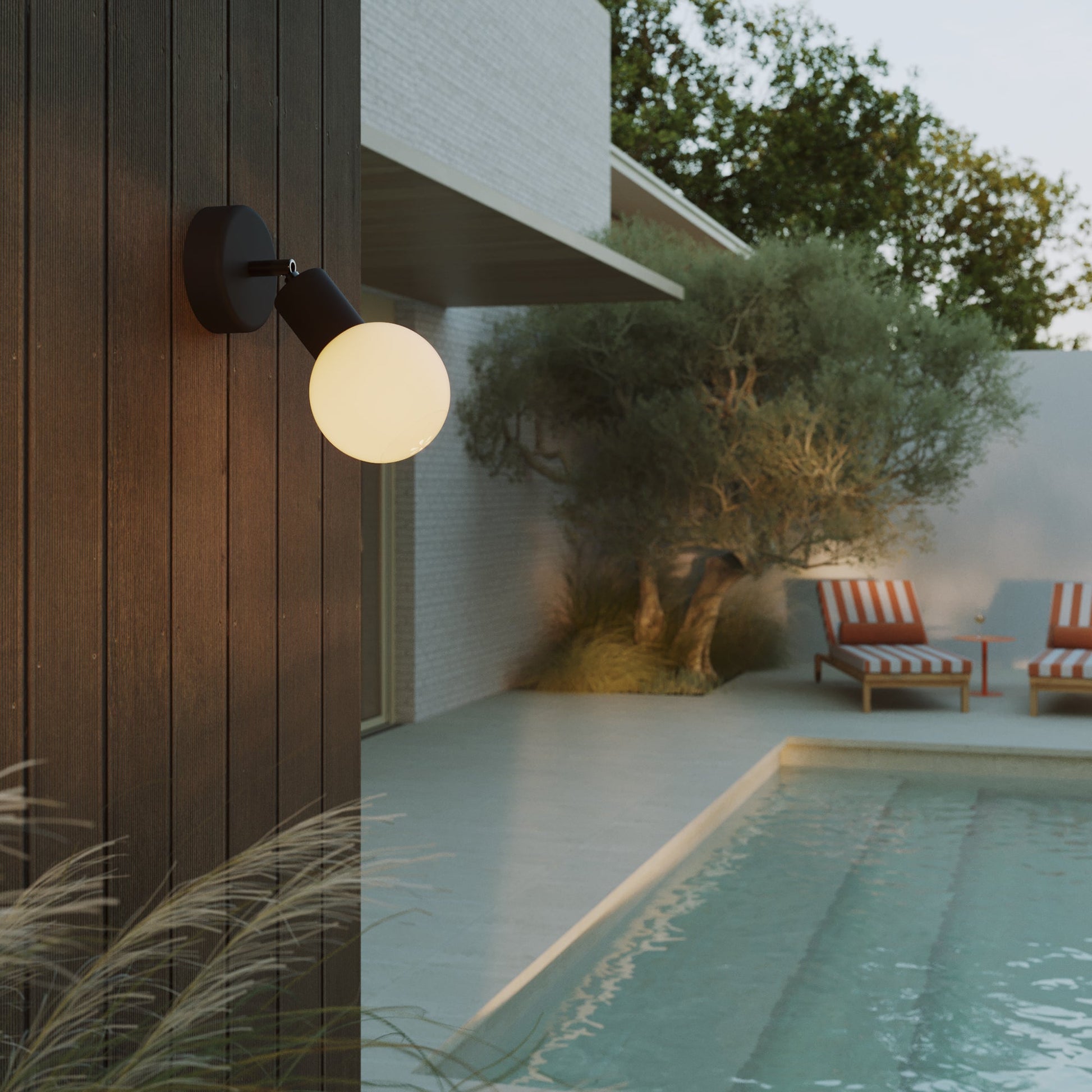 Applique da esterno Modulair IP65 con snodo regolabile e paralume a sfera infrangibile Unbreak-a-Ball - Nero