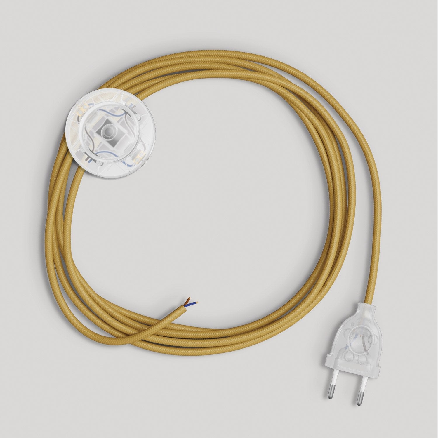 Cablaggio per lampada con cavo senape lucido 3 m Trasparente