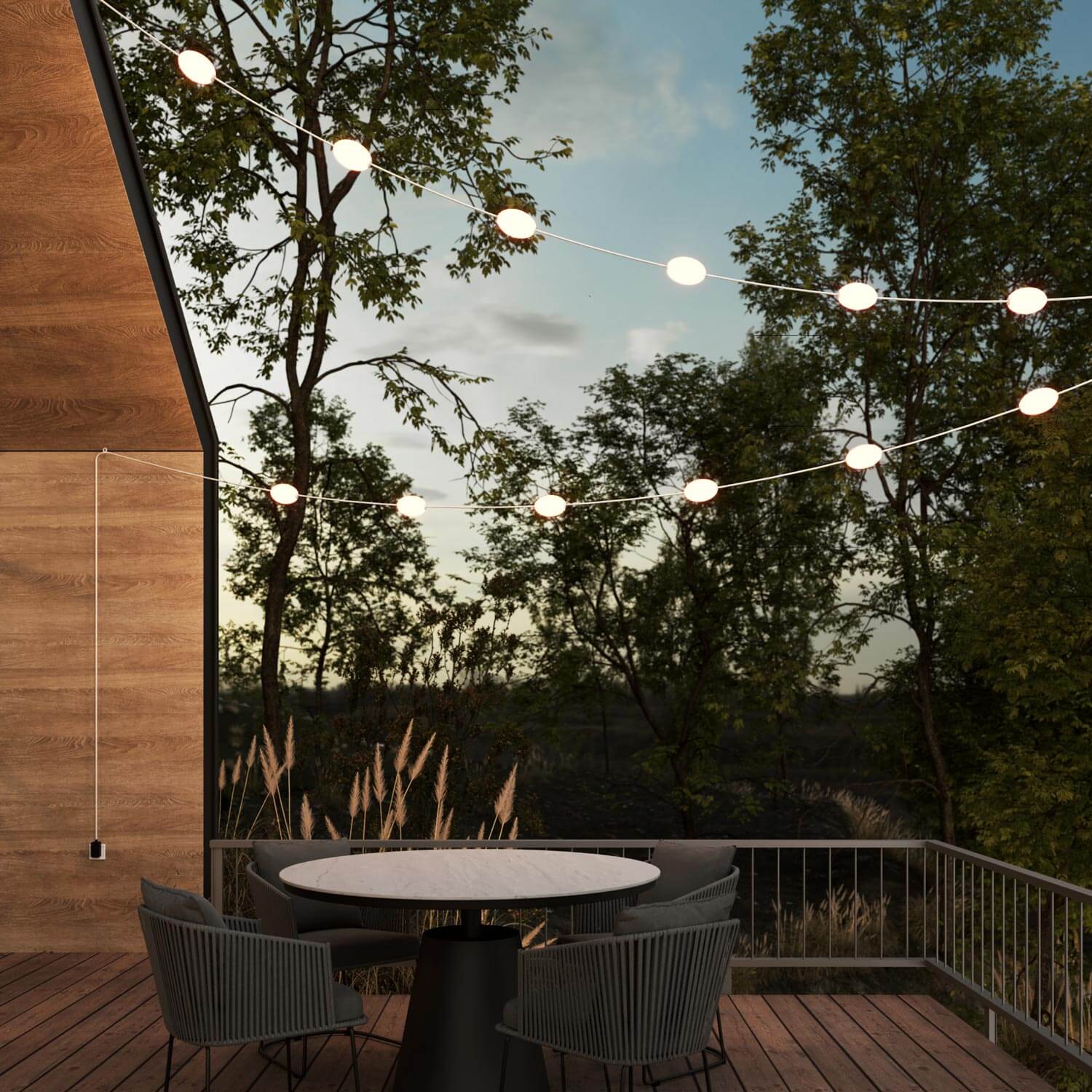 Catena luminosa 12 punti luce da esterno IP67 Bianco sabbia - Marina12