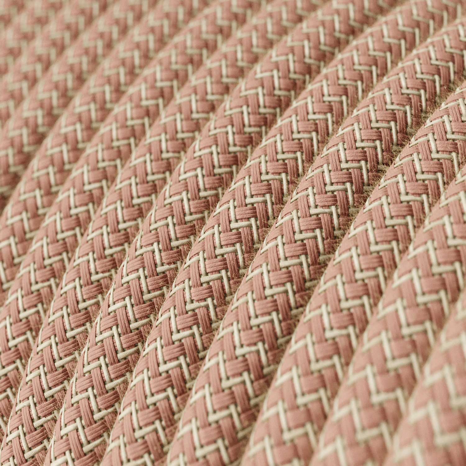 Cavo colorato in tessuto Rosa Antico e Beige ZigZag - L'Originale Creative Cables, per impianti a vista di design - RD71