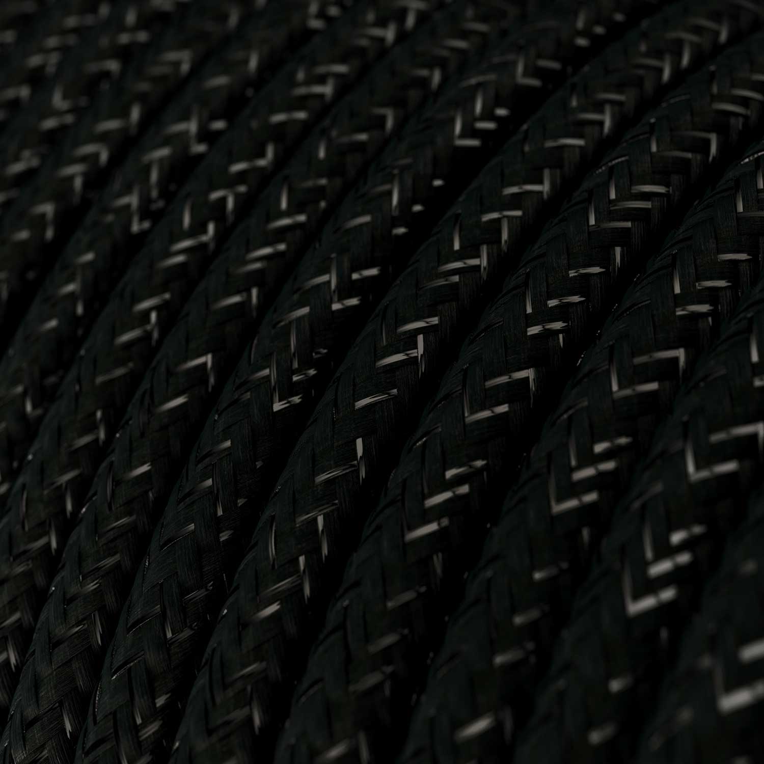 Cavo colorato per illuminazione Nero Carbone lucido e glitterato - L'Originale Creative Cables, per le tue lampade uniche - RL04
